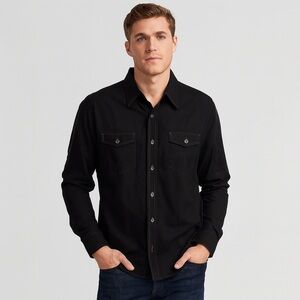 Airwalk Men’s Medium Black Long Sleeve Western Style‎ Button-Up Shirt